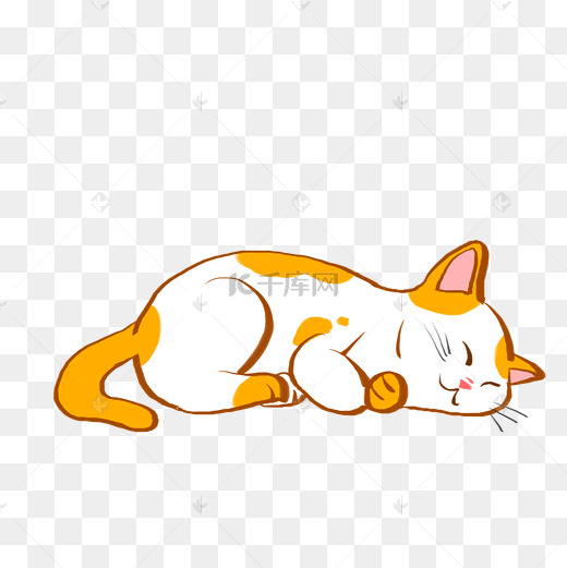 卡通手绘懒惰的猫插画图片