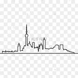 上海地标建筑剪影装饰