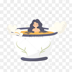 卡通泡温泉的女孩下载