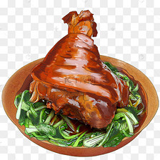 手绘卡通美食新年餐饮东北菜红烧肘子精致画