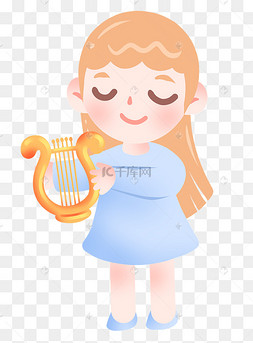 音乐弹里拉琴插画