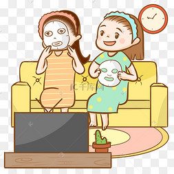 卡通女孩敷面膜图片-卡通女孩敷面膜图片素材免费下载-千库网