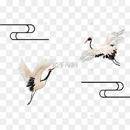 手绘中国风水墨仙鹤png