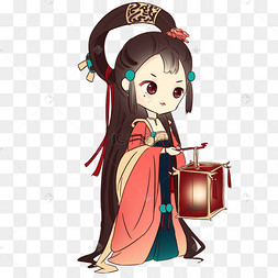 人物q版人物古人萌系公子少爷古代人物古人汉服小女孩萌系q版可爱中