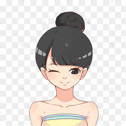 卡通丸子头女子素材图