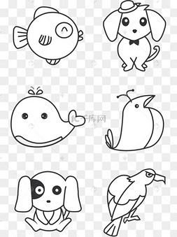 可爱各类动物简笔画