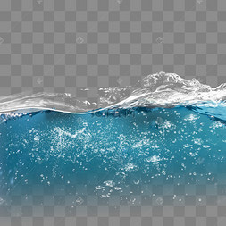 精美蓝色水面氧气气泡元素