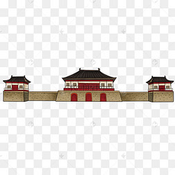 中国风古代卡通建筑物洛阳城历史