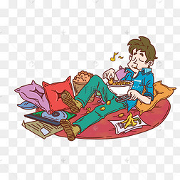 卡通吃零食人物