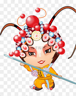 人物旦角卡通京剧人物国潮风格国风脸谱传统手艺唱戏女子古代唱花鼓戏