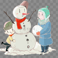 下雪堆雪人