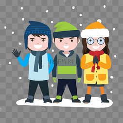 冬季雪地上的可爱人物免扣素材