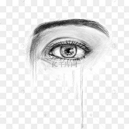 眼泪黑白写实眼睛人物流泪免抠