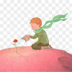 手绘小王子爱情唯美插画