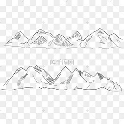 手绘线条山峰山脉