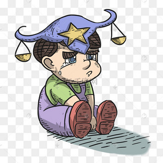 哭泣的天秤座卡通手绘元素