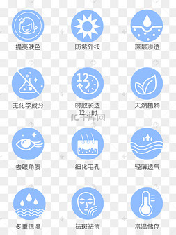 蓝色护肤美肤功能图标