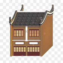 红色古建筑房子