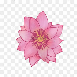 红色水芙蓉俯视图荷花下载 png下载psd古风主题水墨画古琴插画下载