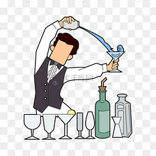 手绘调酒师招聘插画