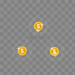 金币钱袋卡通装饰png坐在发财树下弹唱的可爱小姑娘金融理财货币矢量