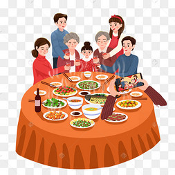 年夜饭四口图片-年夜饭四口图片素材免费下载-千库网