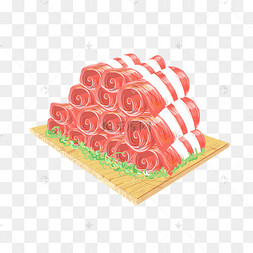 年货羊肉卷手绘插画