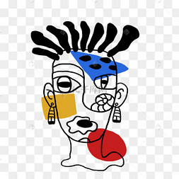 时尚简约男生抽象人物几何线条装