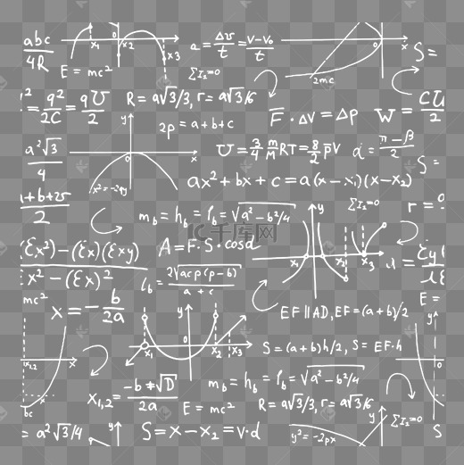白色数学物理粉笔字图片
