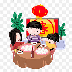 png下载psd冬至人物和美食合集下载 png下载psd新年团圆饭手绘插画