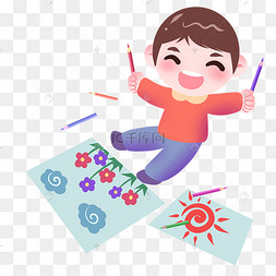 画画的卡通人图片-画画的卡通人图片素材免费下载-千库网