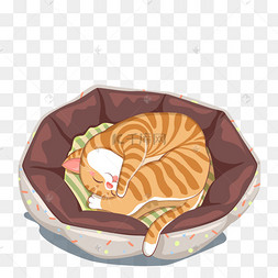下载 png下载psd卡通手绘懒惰的猫插画下载 png下载psd手绘睡熟的宠物