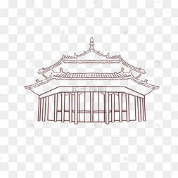 线描中国建筑插画