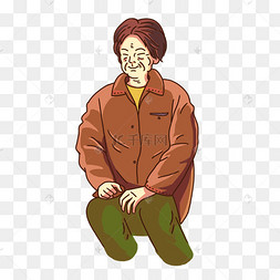 母亲节卡通坐着的女性老人