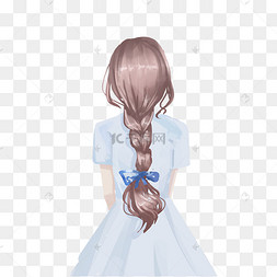 编马尾辫女孩背影