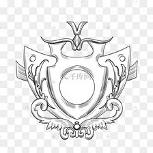 黑白线稿素描古典浮雕战争盾牌形边框