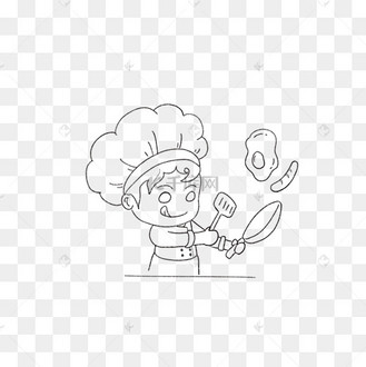 厨师美食线稿线描炒菜