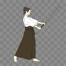 日本武士挥刀拔刀