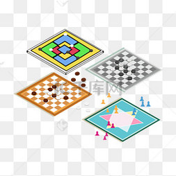 手绘卡通棋盘类五子棋插画