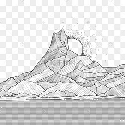 点线面山水线描简约黑白