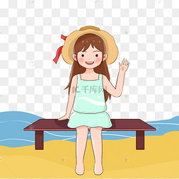 旅游海边度假躺沙滩椅海边度假旅游女孩夏日海边度假旅游女孩夏季海边