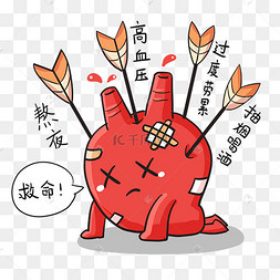 拟人心脏心脏病冠心病疾病熬夜高