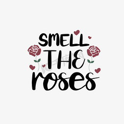 手绘玫瑰玫瑰免抠艺术字图片_svg气味和玫瑰英文黑色手绘卡通插画