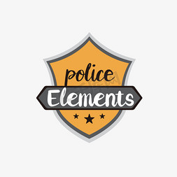 公安警徽免抠艺术字图片_svg黑色卡通警察元素英文字母警徽插画