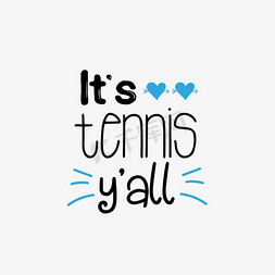 蓝色起球免抠艺术字图片_svg卡通黑色手绘爱心插画这是网球赛英文字母