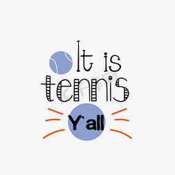 蓝色起球免抠艺术字图片_svg卡通黑色蓝色手绘插画这是网球赛英文字母