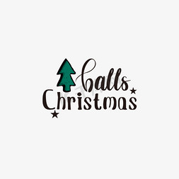 球球球免抠艺术字图片_svg黑色卡通圣诞球英文艺术字树木插画