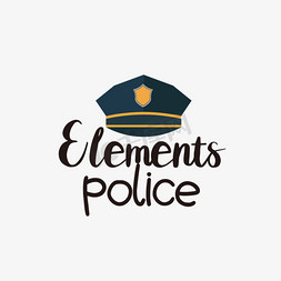 警察开放日免抠艺术字图片_svg黑色卡通警察元素英文字母警帽插画