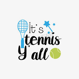 蓝色起球免抠艺术字图片_svg卡通黑色手绘插画这是网球赛英文字母