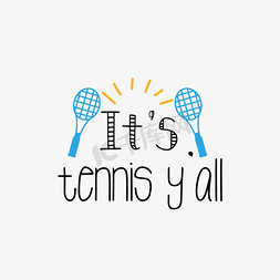 蓝色起球免抠艺术字图片_svg卡通黑色手绘插画这是网球赛英文字母